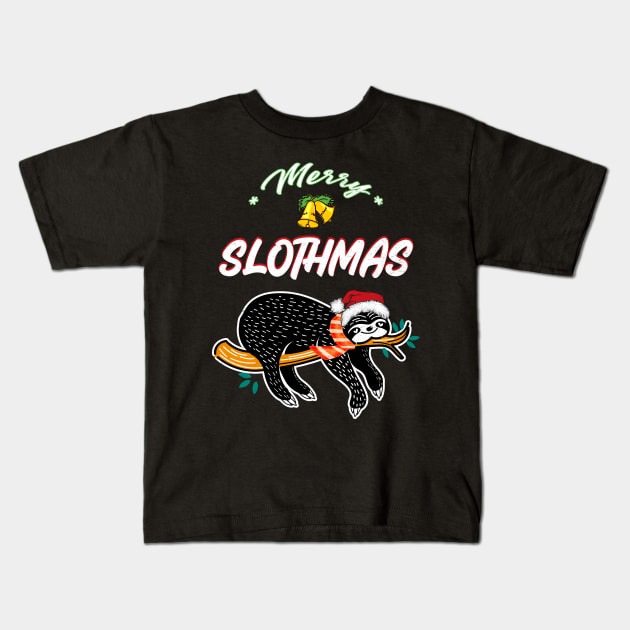 Merry Slothmas Kids T-Shirt by MZeeDesigns